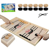 aotipol Fast Sling Puck Game, Large Size 22" Wooden Board Games for Kids & Adults, 2 Player Games for Family & Friends, Tabletop Battle Game, Hockey Foosball Winner Game Natural Wood