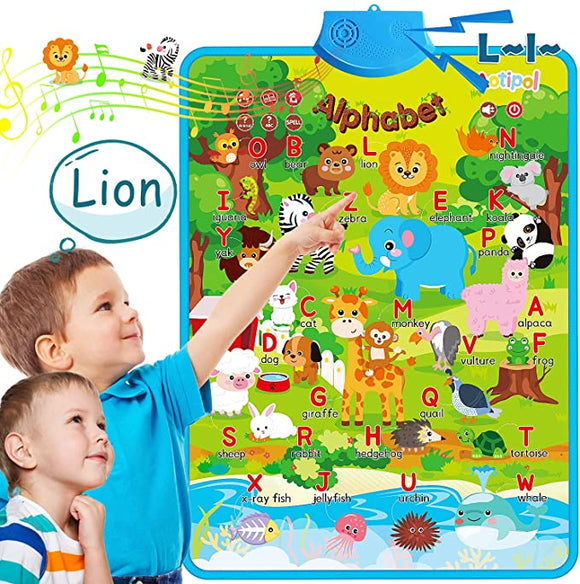 Toys for 3 4 5 Year Old Boys Girls, Electronic Interactive Zoo Wall Chart, Talking Animal Spelling and Knowledge Poster, Educational Learning Toys for Toddlers Ages 3-5