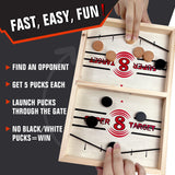 aotipol Fast Sling Puck Game, Large Size 22" Wooden Board Games for Kids & Adults, 2 Player Games for Family & Friends, Tabletop Battle Game, Hockey Foosball Winner Game Natural Wood