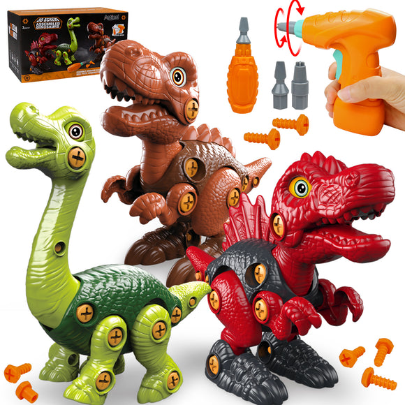 Dinosaur Toys for Kids 3-8, Take Apart Dinosaur Toys for 3 4 5 6 7 8 Years Old Boys Girls with Electric Drill, STEM Construction Building Toys, Dinosaur Building Kit and Learning Gift for Children
