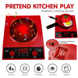 aotipol Play Kitchen Accessories Set with Sound - Kids Kitchen Pretend Toys with Pots & Pans, BBQ Grill, Cutting Play Food, Cookware Utensils - Educational Gift for Boys Girls 3 4 5 6 Years Old