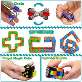 Fidget Packs Toy Set, Stress Relief Toys for Adults Autistic Children Anxiety, Fidget Box Full of Figit Toys, 22Pcs Cool Sensory Stimulation Toys Including Monkey Noodle, Fidget Cube, Spinner