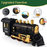 Train Set for Boys Girls - Alloy Electric Toy Train Including Passenger Coach with Lights, Steam Locomotive with Realistic Sounds & Headlight, Coal Car - Christmas Train Sets Under The Tree Gift