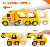 Construction Toy Trucks for 3-6 Year Old Boys & Girls, 5 in 1 Toy Cars with Light and Sound, Friction Power Play Vehicles, Gift Toys for Kids and Toddlers Ages 3-6