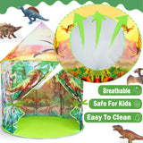 Dinosaur Tent for Kids with 4 Dinosaur Toys, Kids Tent Indoor and Outdoor, Foldable Playhouse with Storage Bag, Dinosaur Toys Gift for Boys & Girls, Toddlers and Children Play Tent