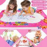 Water Doodle Mat, Educational Toys for 3 4 5 Year Old Girls Toddlers - 33.5 x 30 Inches, Princess Aqua Water Drawing Mat with Pens, Booklet and Copy Shapes, Gift for Kids Children Girls Ages 3-5