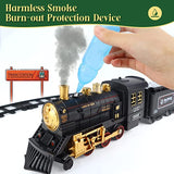 Train Set for Boys Girls - Alloy Electric Toy Train Including Passenger Coach with Lights, Steam Locomotive with Realistic Sounds & Headlight, Coal Car - Christmas Train Sets Under The Tree Gift