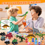 aotipol Dinosaur Painting Kit, Arts and Crafts for Kids Boys Girls, 4 Dinosaur Cars and 6 Dinosaur Figures, Painting Dinosaur Toys, Gifts for Kids Age 3-8 Years Old