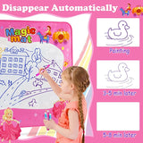 Water Doodle Mat, Educational Toys for 3 4 5 Year Old Girls Toddlers - 33.5 x 30 Inches, Princess Aqua Water Drawing Mat with Pens, Booklet and Copy Shapes, Gift for Kids Children Girls Ages 3-5