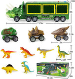 Dinosaur Toy Truck for Kids 3-7 with Flashing Lights, Music and Roaring Sound, 10 in 1 Dinosaur Toys for Boys and Girls, 3 Pull Back Dinosaur Cars, 6 Dinosaur Toys and 1 Dinosaur Carrier Truck