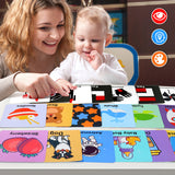 Baby Flash Cards with Word Association for 0-6-12-36 Months, 80 Pcs Curious Baby Activity Cards, Black & White & Colorful High Contrast Visual Stimulation Flashcards, Newborn Infants Toddler Toys Gift