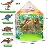 Dinosaur Tent for Kids with 4 Dinosaur Toys, Kids Tent Indoor and Outdoor, Foldable Playhouse with Storage Bag, Dinosaur Toys Gift for Boys & Girls, Toddlers and Children Play Tent