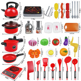 aotipol Play Kitchen Accessories Set with Sound - Kids Kitchen Pretend Toys with Pots & Pans, BBQ Grill, Cutting Play Food, Cookware Utensils - Educational Gift for Boys Girls 3 4 5 6 Years Old