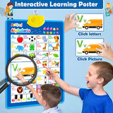 Electronic Interactive Alphabet Wall Chart, Talking ABC & 123 & Piano Tone Poster, Educational Toys for 3 4 5 Year Old Boys Girls, Toddlers Kids Learning Toys