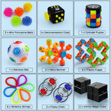 Fidget Packs Toy Set, Stress Relief Toys for Adults Autistic Children Anxiety, Fidget Box Full of Figit Toys, 22Pcs Cool Sensory Stimulation Toys Including Monkey Noodle, Fidget Cube, Spinner