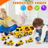 Construction Toy Trucks for 3-6 Year Old Boys & Girls, 5 in 1 Toy Cars with Light and Sound, Friction Power Play Vehicles, Gift Toys for Kids and Toddlers Ages 3-6