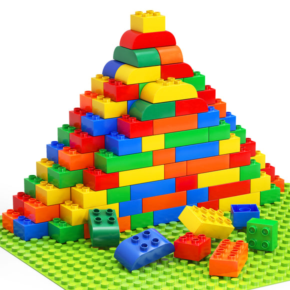 Building Blocks for Toddlers 2-5 Including a Baseplate, 150 Piece Big Building Blocks for Kids, Block and Bricks Set Educational Toys for Children Boys Girls All Ages, Compatible with All Major Brands